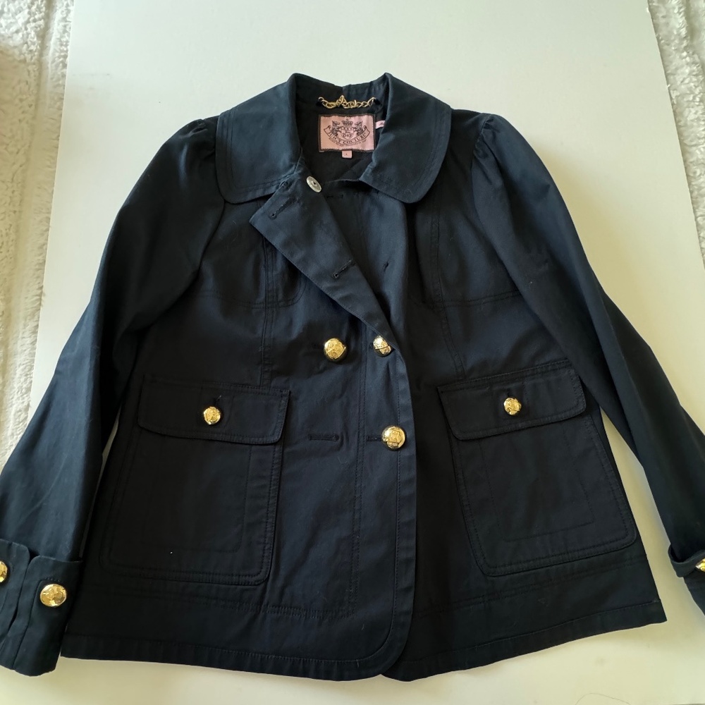 Juicy Couture Black Trench Coat Size Large